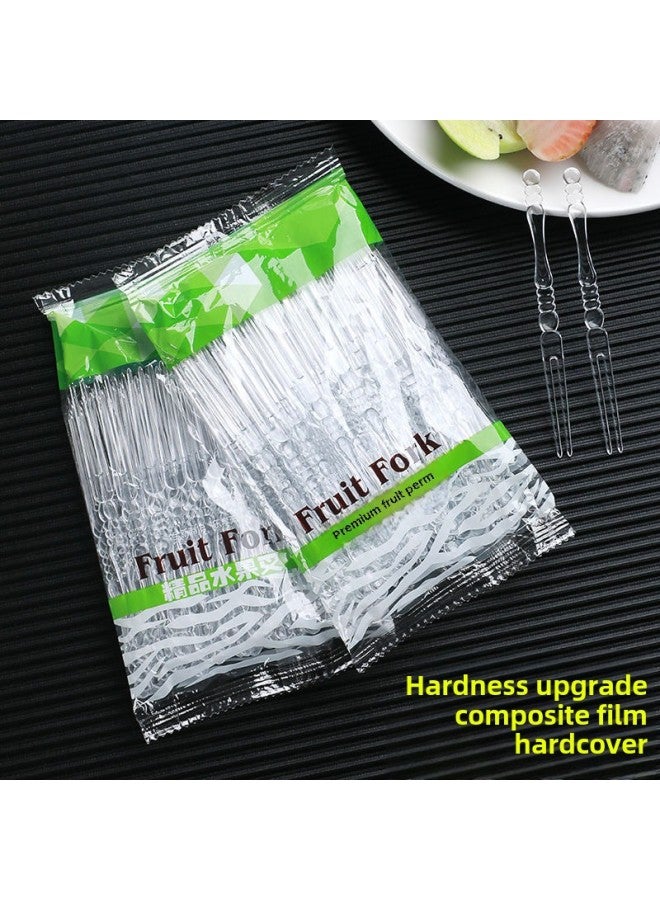 Disposable Fruit Fork Canned Portable Plastic Storage Commercial Transparent Fork Household Cake Snack Special-Color:100 Pieces In Bag - Image 2