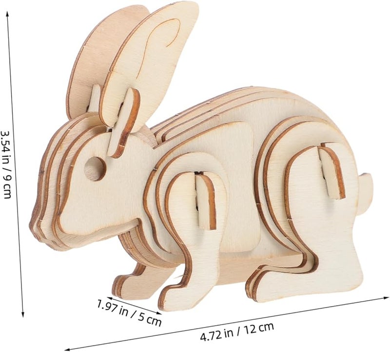 Artibetter DIY Wooden Rabbit Puzzle Kit 3PCS Craft Model Enhance Creativity Motor Skills - Image 3