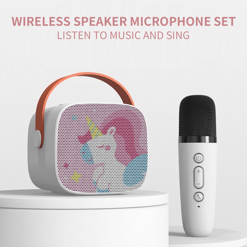 Snowall Mini Karaoke Machine for Kids Portable Bluetooth Speaker with Wireless MicrophoneKids Music Player Toys for Girls and Boys34 5 6 7 8 Years Old Teens Birthday WhiteUnicorn - Image 3