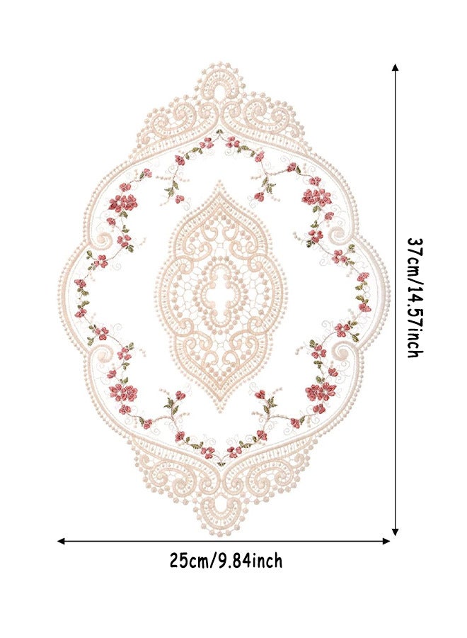 2 قطعة من المفارش الرجعية الدانتيل ، سيارته دائرة الديكور الأزهار ، حصيرة طاولة مطرزة مصنوعة يدوي - Image 2