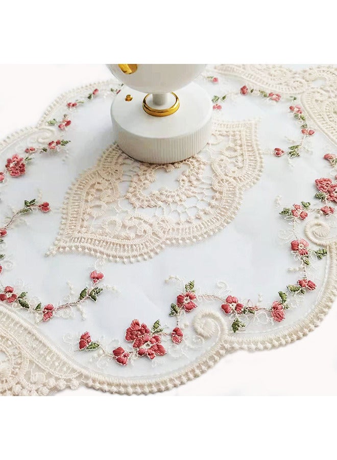 2 قطعة من المفارش الرجعية الدانتيل ، سيارته دائرة الديكور الأزهار ، حصيرة طاولة مطرزة مصنوعة يدوي - Image 4