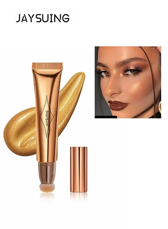 Jaysuing Multi Functional Make Up Pen,Highlighter Beauty Wand, Cream Liquid Highlighter Makeup Stick, Smooth Face Shimmer Bronzer Stick , Lightweight Body Face Glowing Highlighter, Cruelty-free(Bronze Gold) - Image 1