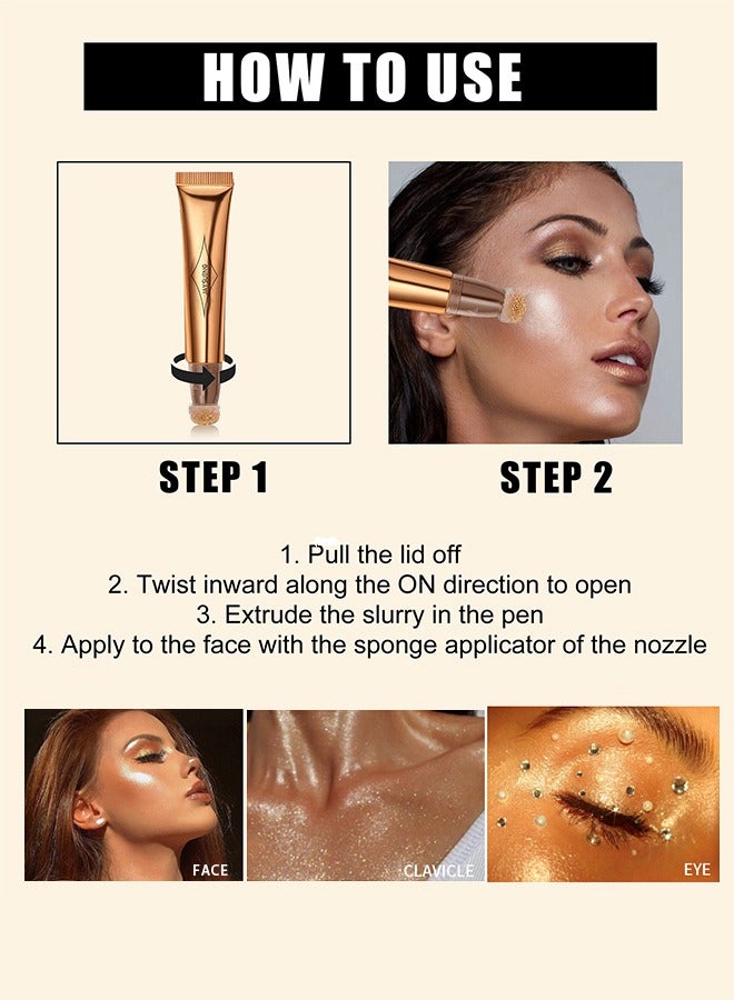 Jaysuing Multi Functional Make Up Pen,Highlighter Beauty Wand, Cream Liquid Highlighter Makeup Stick, Smooth Face Shimmer Bronzer Stick , Lightweight Body Face Glowing Highlighter, Cruelty-free(Bronze Gold) - Image 2