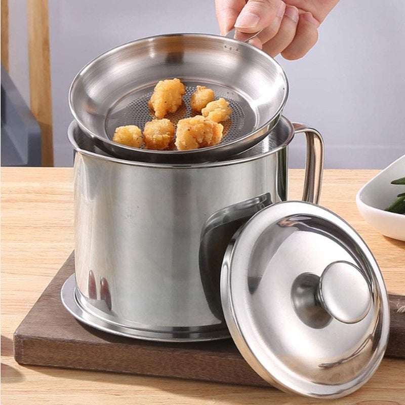 kunya ® Oil Filter Pot | Bacon Grease Container with Strainer,Used Cooking Oil Container Kitchen Frying Oil Container Tank Pot Strainer Filter (1.4L) - Image 5