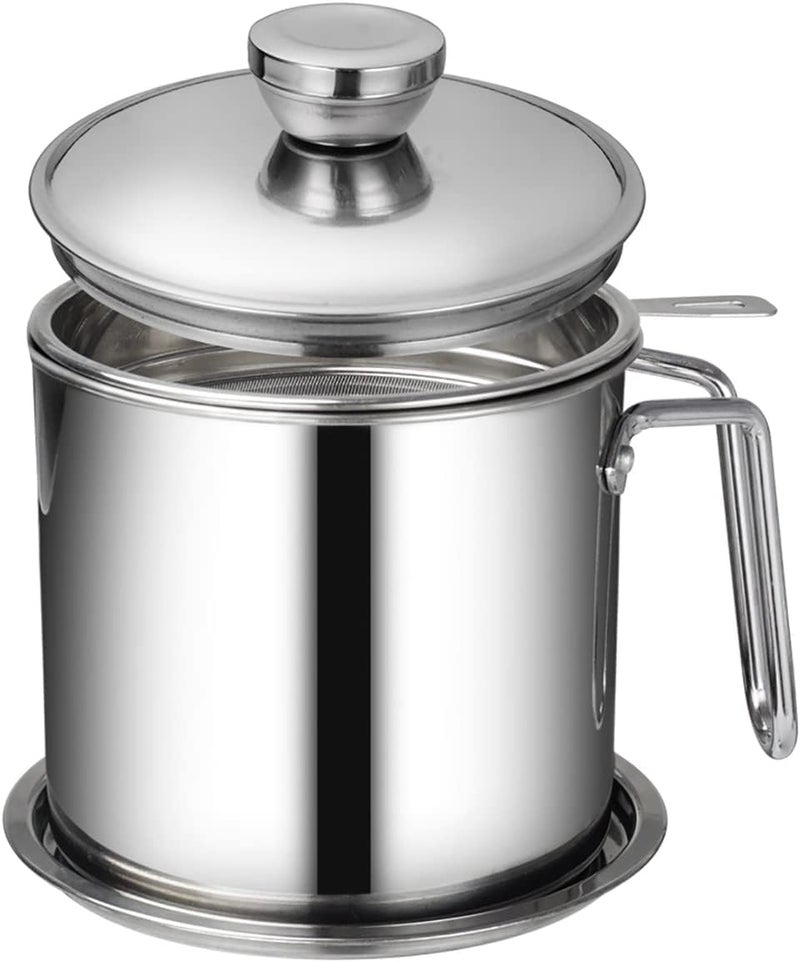 kunya ® Oil Filter Pot | Bacon Grease Container with Strainer,Used Cooking Oil Container Kitchen Frying Oil Container Tank Pot Strainer Filter (1.4L) - Image 1