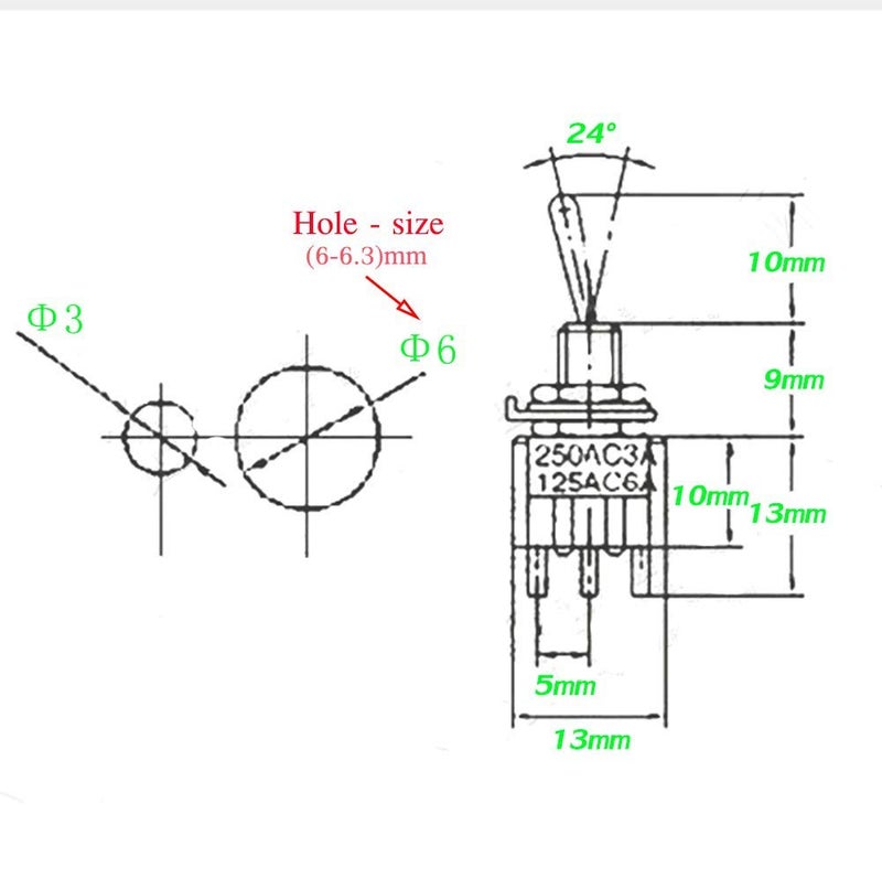 donjon VONVOFF Toggle Switch, ON/Off SPST with Pre-soldered Wires, 10pcs Mini Toggle Switches for Various Applications - Image 5