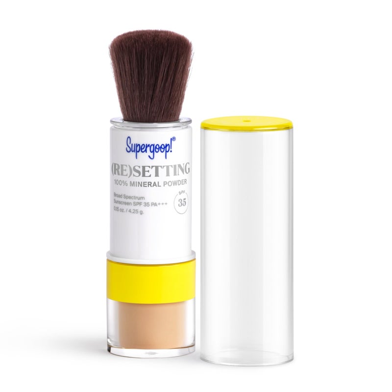 Supergoop! (Re) setting Mineral Powder, Medium - 0.15 oz - Makeup Setting Powder + Broad Spectrum SPF 35 PA+++ Sunscreen - With Ceramides, Olive Glycerides & Coated Silica Spheres - Image 1