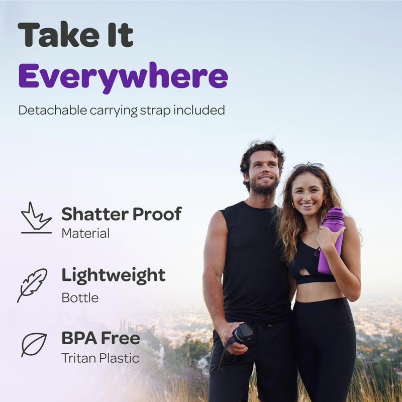 Hydracy Water Bottle with Time Marker - Large 32 oz BPA Free Tritan Plastic Bottle with No Sweat Sleeve, Leakproof, Ideal for Gym, Sports & Outdoors - Image 3