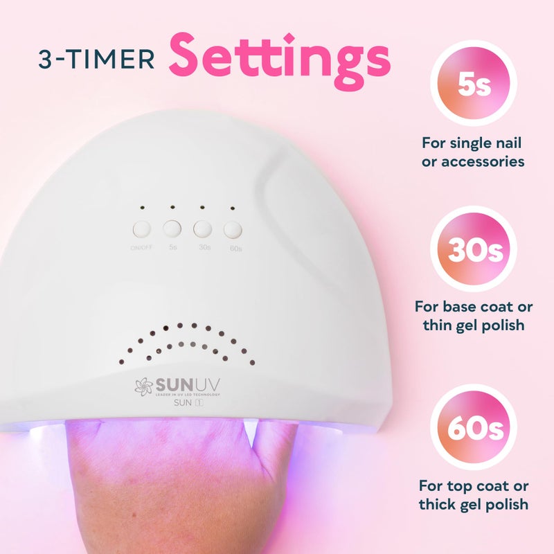 SUNUV UV LED Nail Lamp, Gel Light for Nail Polish UV Dryer with 3 Timers SUNone White - Image 3