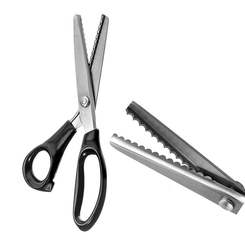 Professional Pinking Shears Comfort Grip Handle Stainless Steel Dressmaking Scissors Sewing Art Craft Cut Tool Serrated and Scalloped Blade Cutting Scissor for Fabric Decoration Scalloped 3mm