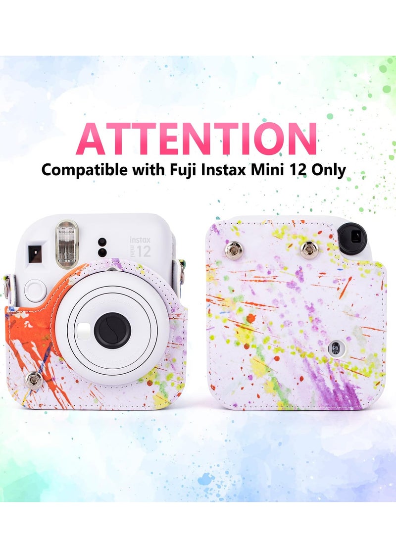 Colorful PU Leather Camera Case for Fujifilm Instax Mini 12 Instant Camera, Stylish Protective Carry Bag for Polaroid Instax Mini 12 - Image 3
