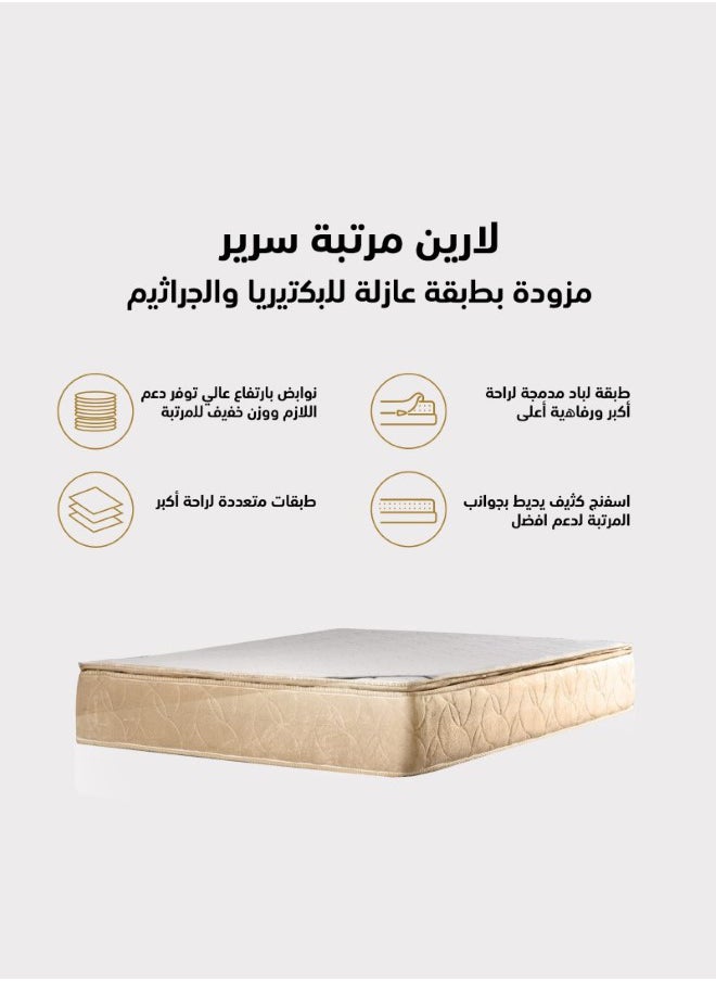 إن - هاوس بوالو | مرتبة سرير متعددة الطبقات 14 طبقة ارتفاع 27 سم قياس سوبر كينج - 200x200 سم - بيج وأبيض  - Image 2