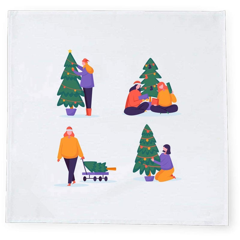 Khakee 6 Pcs Christmas Theme Tafta Silk Table Napkins 10x 10 for Xmas Decoration Christmas OrnamentsChristmas Gift npxmas287P - Image 2