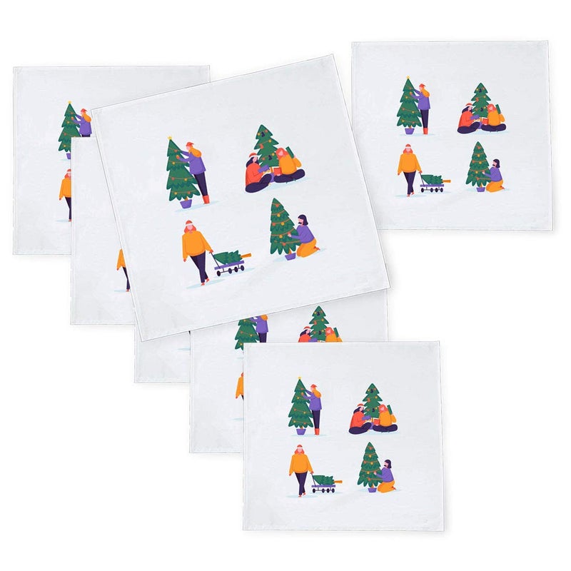 Khakee 6 Pcs Christmas Theme Tafta Silk Table Napkins 10x 10 for Xmas Decoration Christmas OrnamentsChristmas Gift npxmas287P - Image 1