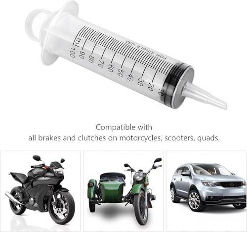 wdcfxy Brake Bleed Kit Fluid Bleeder Pressure Motorcycle Hydraulic Disc Clutches Oil Bleeding Extractor Reverse Bleeder Tool 100ml Syringe 50cm/19.69Inch Hose Universal Motorbike Scooter Maintenance - Image 4