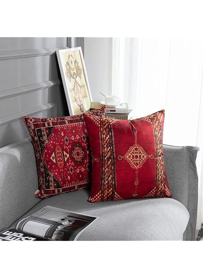 erorex 4 Pack Throw Pillow Covers Geometric Persian Home Decor Set Of 4 Oriental Pillow Cases Decorative 18 X 18 Inches Cushion Couch Sofa Pillowcases Colorful Red Tribal 18X18 Inch Colorful Red - Image 5