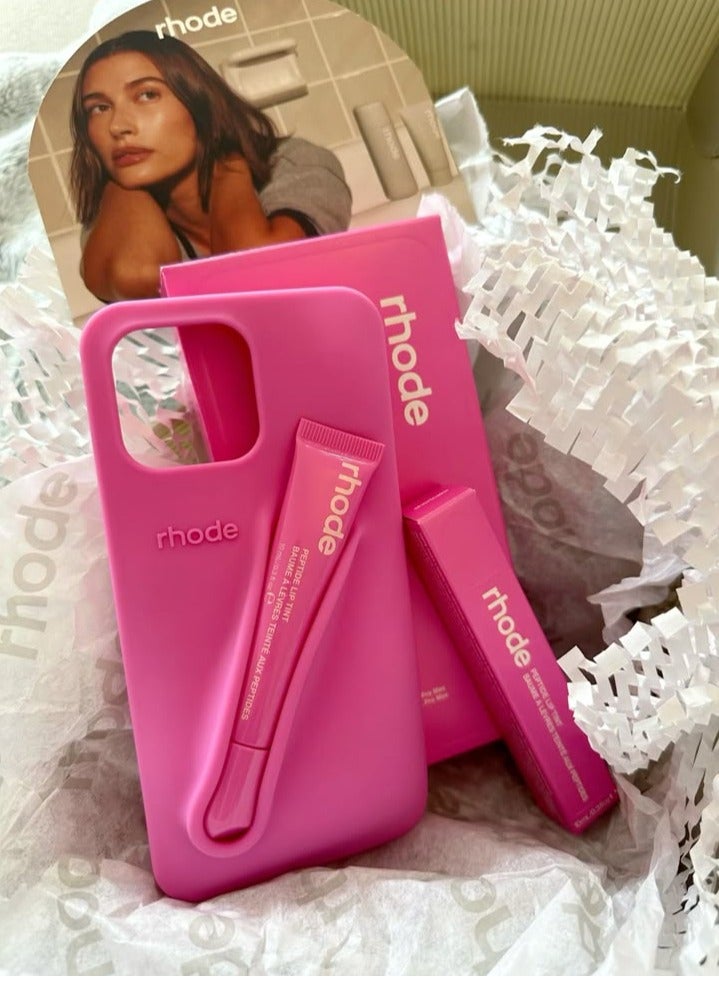 Rhode iPhone 16 Case with Lip Gloss ,Mobile phone case Lipstick Set(Shortcake), Shockproof, scratch-resistant, portable, Rhode Applicable to iPhone 16 - Image 1