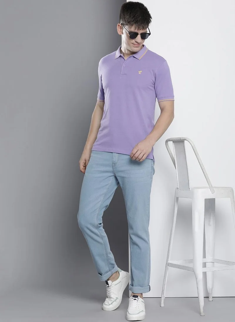 The Indian Garage Co Men Slim Fit Solid Polo Collar Tshirt