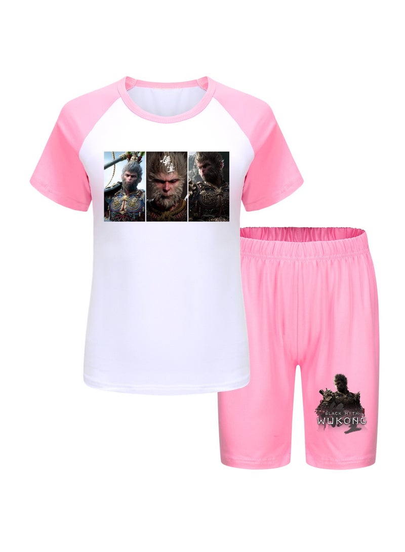 MQD Black Myth Wukong Children's T-shirt And Pajama Set 