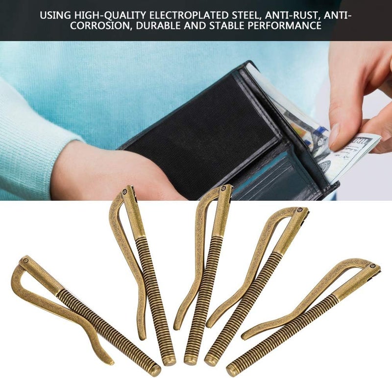 klarako Wallet Money Clip, Leather Accessories Spring Money Clip Anti-Rust Money Cash Clip Spring 75mm Money Clip, for Leather(Bronze) - Image 2