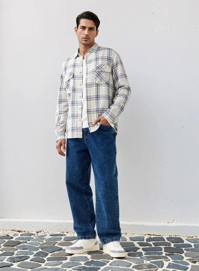 لي كوبر قميص لي كوبر كاروهات بقصة عادية