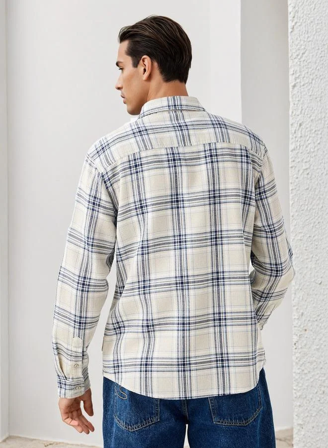 Lee Cooper  Lee Cooper Regular Fit Checked Shirt for Men | Best Price UAE