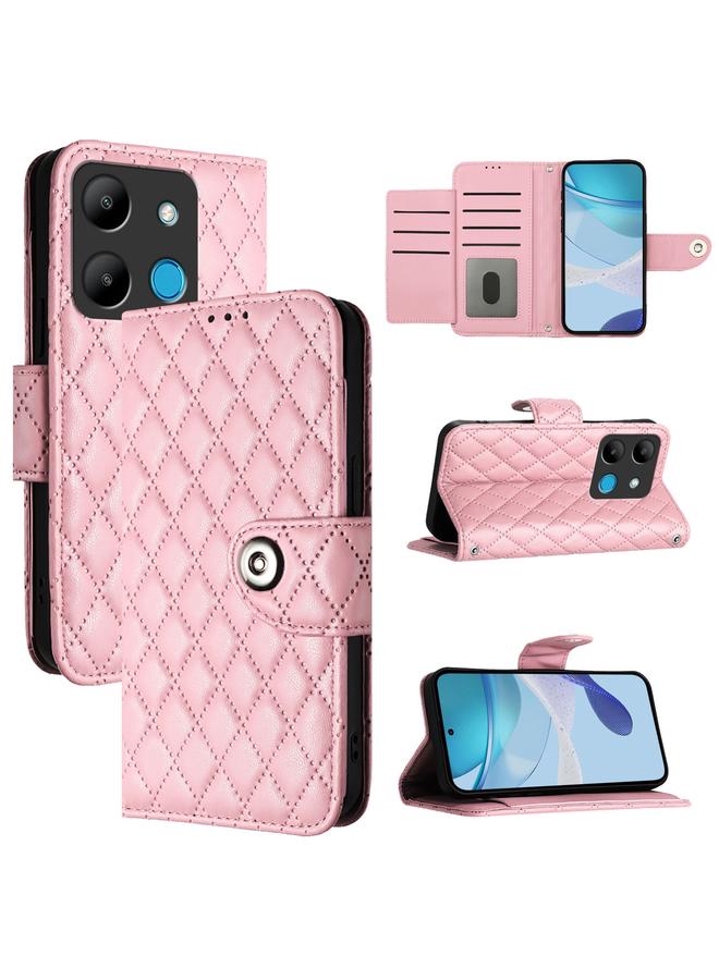 زبون جراب لهاتف Infinix Smart 7 X6515 مصنوع من الجلد بتصميم معيني مع حبل تعليق - Image 1