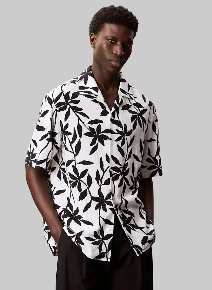 كالفن كلاين Linen Cotton Short Sleeve Shirt