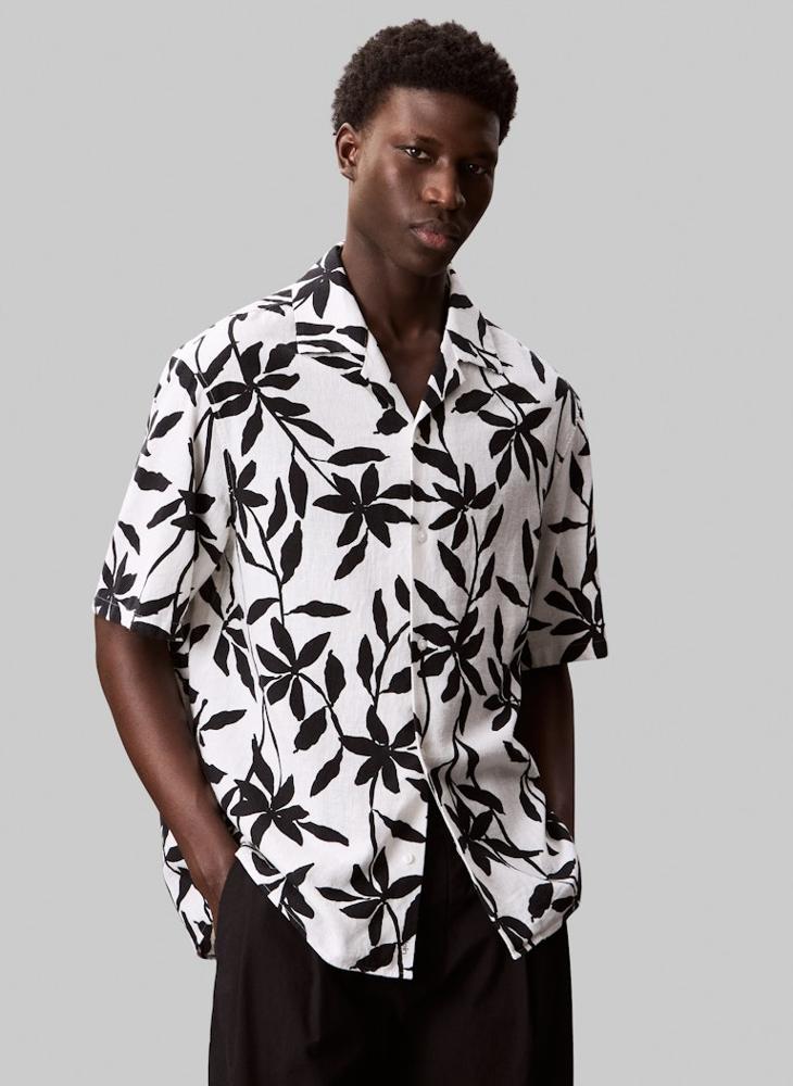 CALVIN KLEIN Linen Cotton Short Sleeve Shirt - Image 1