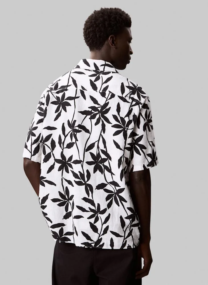 كالفن كلاين Linen Cotton Short Sleeve Shirt