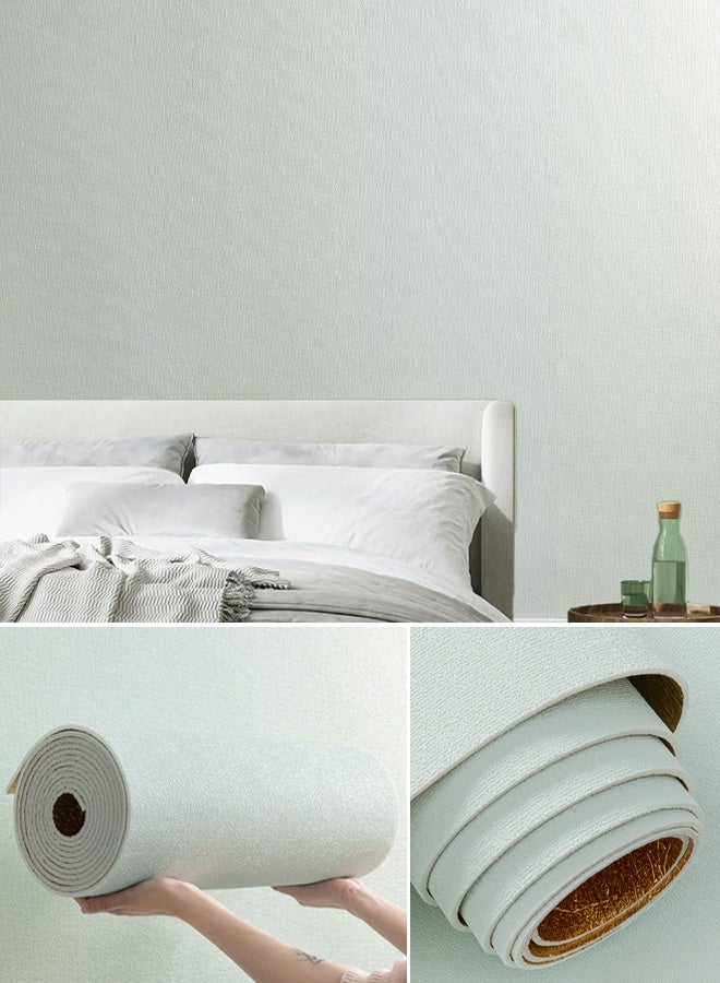 نوايوو ورق حائط ثلاثي الأبعاد سميك، ملصق حائط قابل للتقشير واللصق 50×300 سم، مقاوم للماء، نسيج كتان صناعي، ذاتي اللصق وقابل للإزالة، لفافة فينيل لتزيين الحائط، ورق اتصال من قماش العشب لتغطية الحائط، أزرق فاتح - Image 1