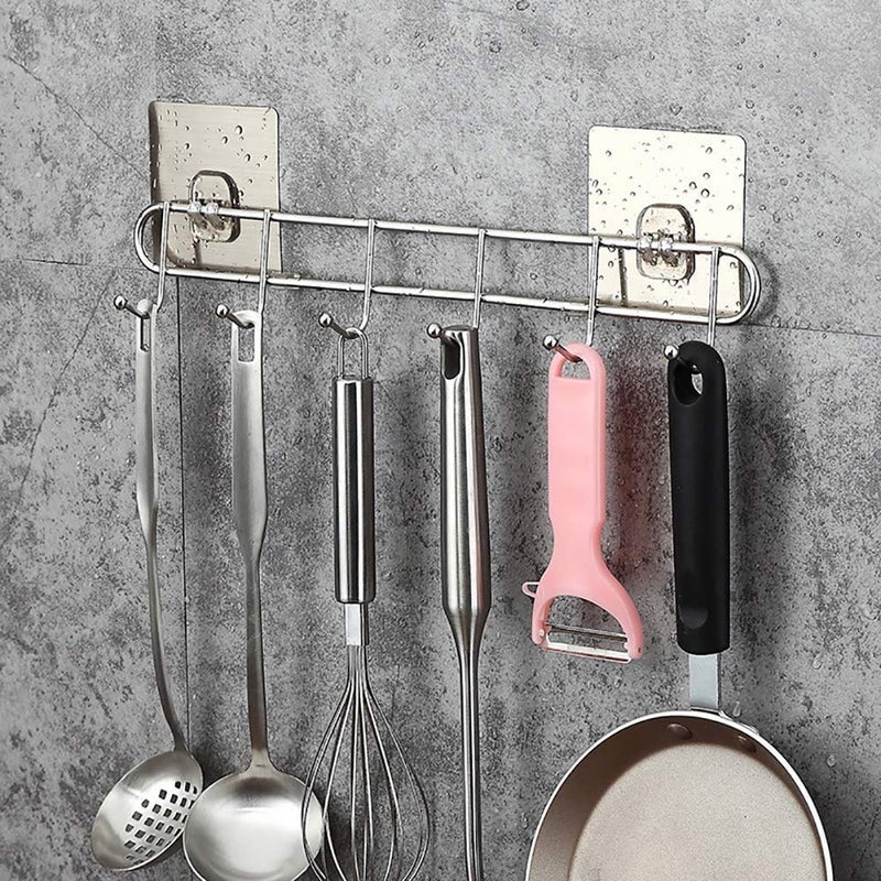 Luvina home bathroom wall hook 6 hooks stainless steel self adhesive clothes coat cap hanging hanger hook no drill 1 - Image 3
