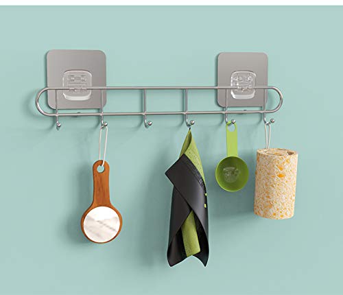 Luvina home bathroom wall hook 6 hooks stainless steel self adhesive clothes coat cap hanging hanger hook no drill 1 - Image 4