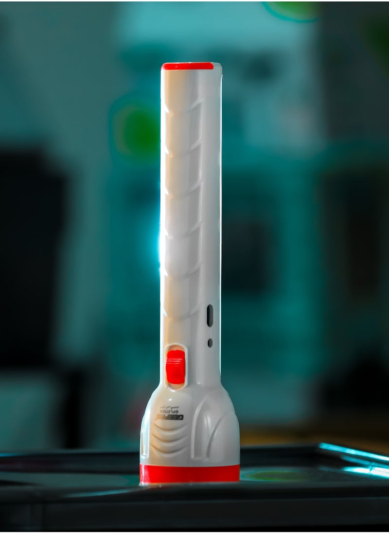 GEEPAS - Rechargeable LED Torch with Side Light | Rechargeable Lead-Acid Battery and Easy to Use| Energy Saving up to 80%| Compact, Portable and Light-Weight Design with 3 Hours Operating Time| - Image 1