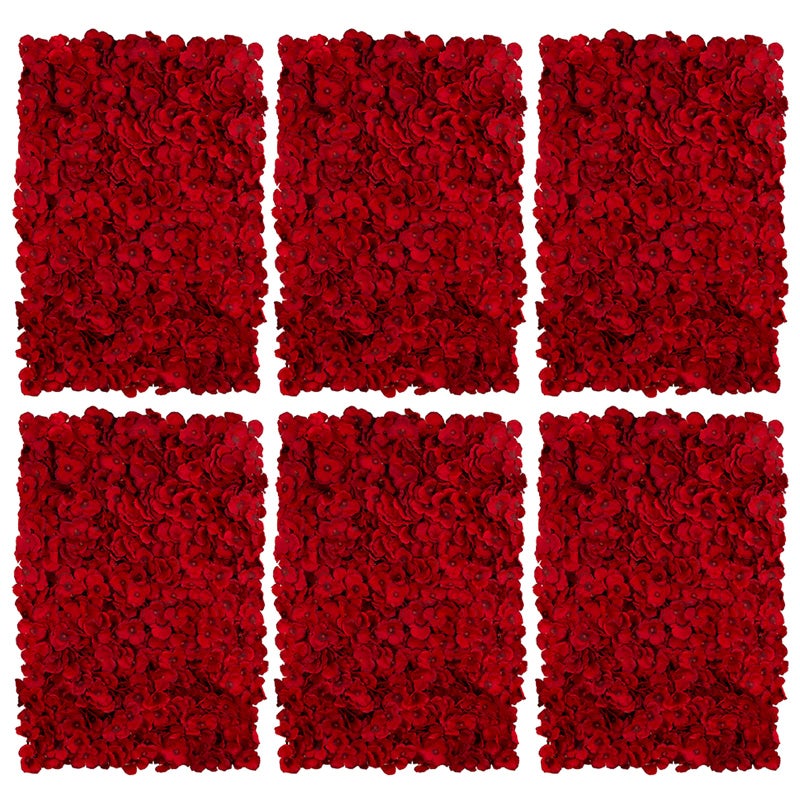 BLOSMON Flower Wall Backdrop Red - 6 Pcs 24 x 16 Inch Artificial Hydrangea Floral Panels for Wedding Party Baby Bridal Shower Decor - Fake 3D Silk Flower Backdrop Decoration - Image 1