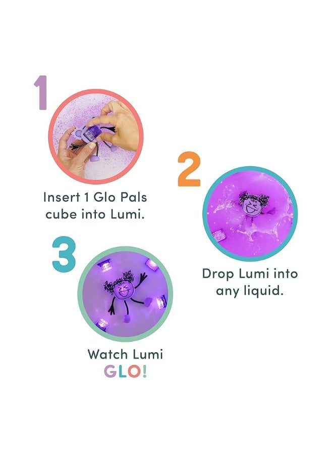 Glo Pals New Glo Pals Lumi Water-Activated Bath Toy with 6 Reusable Light-Up Cubes for Sensory Play - Image 2