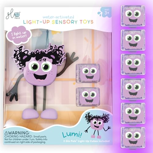 Glo Pals Water Activated LightUp Sensory Bath Toy Character and Cubes for Bathtime and Sensory Play Character and Pack of 6 Cubes Lumi - Image 1