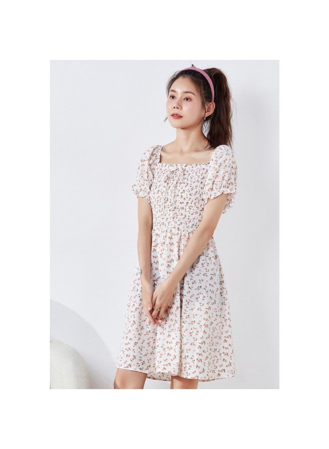 TonLion Summer Dresses For Women - Floral Print Puff Sleeve Short French Square Neck Trendy Niche Skirt Fashion Lady Versatile Outfit - Image 3