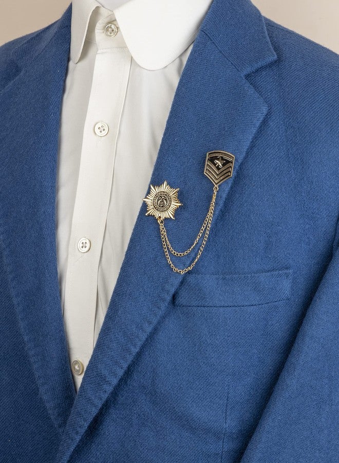 Knighthood Black And Gold Star And Formal Badge With Hanging Tassel Chain Collar Pin Brooch, Suit Stud, Shirt Studs, Lapel Pin Accessories for Men Women - Image 2