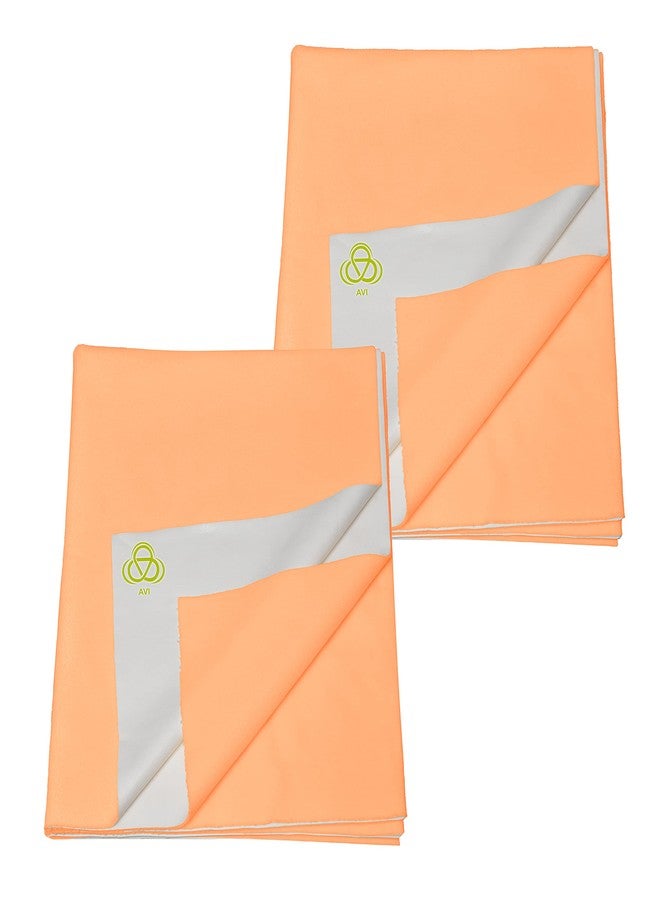 AVI FastDry Cotton Extra Absorbent Waterproof and Reusable Bed Protector/Dry Sheet for Baby- Large 100x140 cm -Orange, Pack of 2 - Image 1