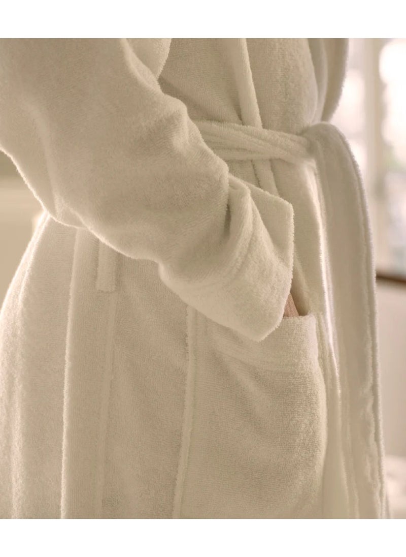 MAXQON Bathrobe (Unisex) - 100% Cotton Terry Highly Absorbent Super Soft Bathrobes For Women & Men- Adult Size, Color White  - Image 1