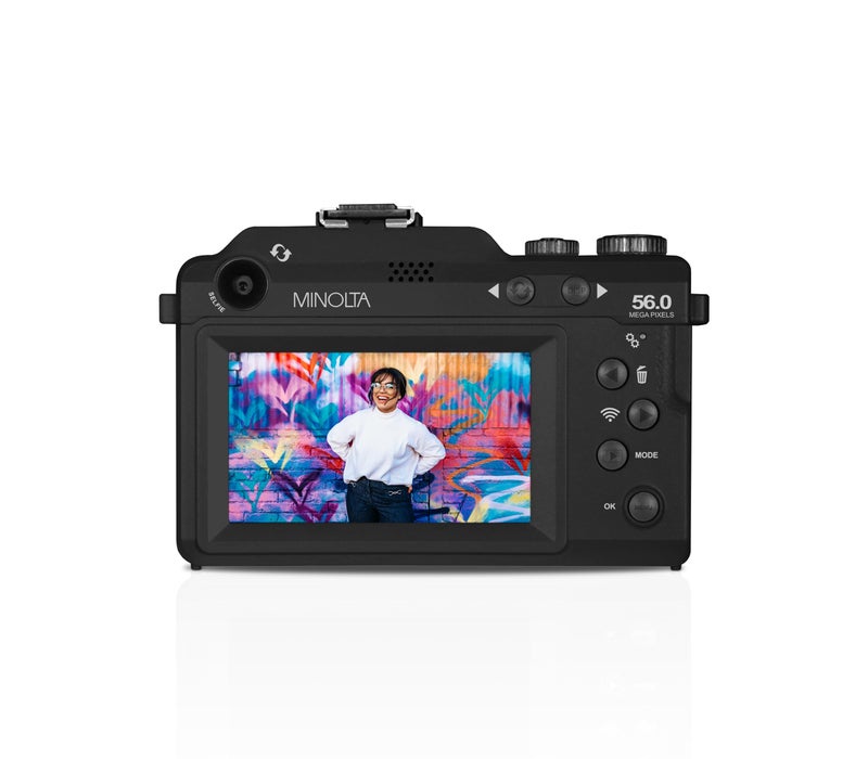 Minolta Digital Camera â€“ 56MP Photos, 4K 60FPS Video, Dual-Lens Selfie Design, 18X Zoom, Wi-Fi, RAW/JPEG Capture, 3â€ LCD, Compact Travel Camera (Black) - Image 4