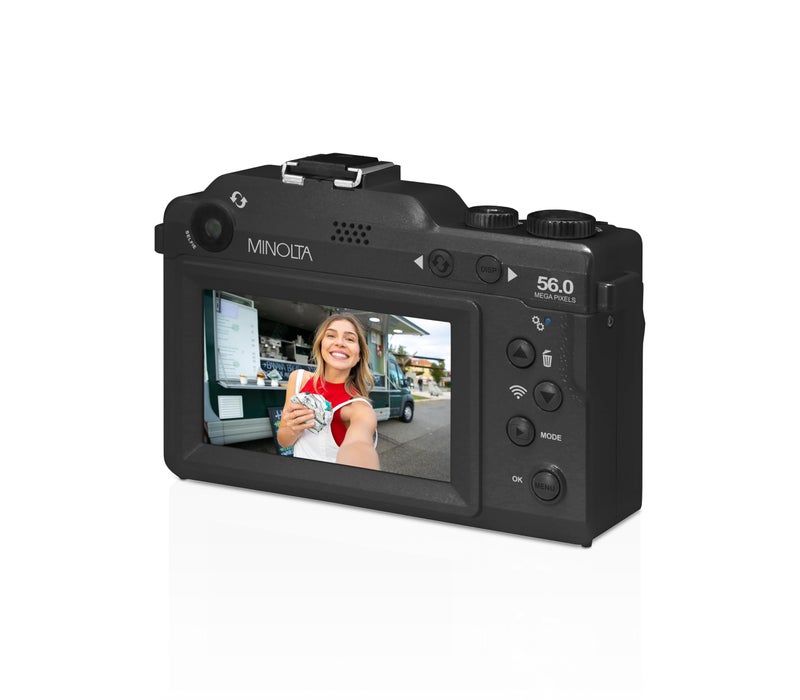 Minolta Digital Camera â€“ 56MP Photos, 4K 60FPS Video, Dual-Lens Selfie Design, 18X Zoom, Wi-Fi, RAW/JPEG Capture, 3â€ LCD, Compact Travel Camera (Black) - Image 5