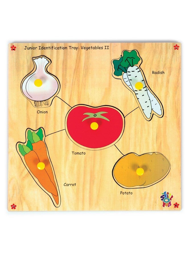 Skillofun Skillofun Wooden Junior Identification Tray Vegetables II with Knobs, Multi Color