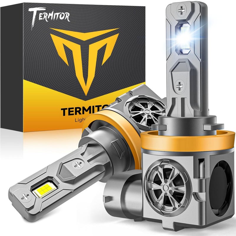 Termitor Latest H11 Light Bulbs, 110,000LM Brightness, 6500K Cool White H9/H8/H16 Fog light bulbs, 10-Year Service Life with Cooling Fan, Real 1:1 Mini Size, Plug-N-Play, IP68 Waterproof, Pack of 2 - Image 1
