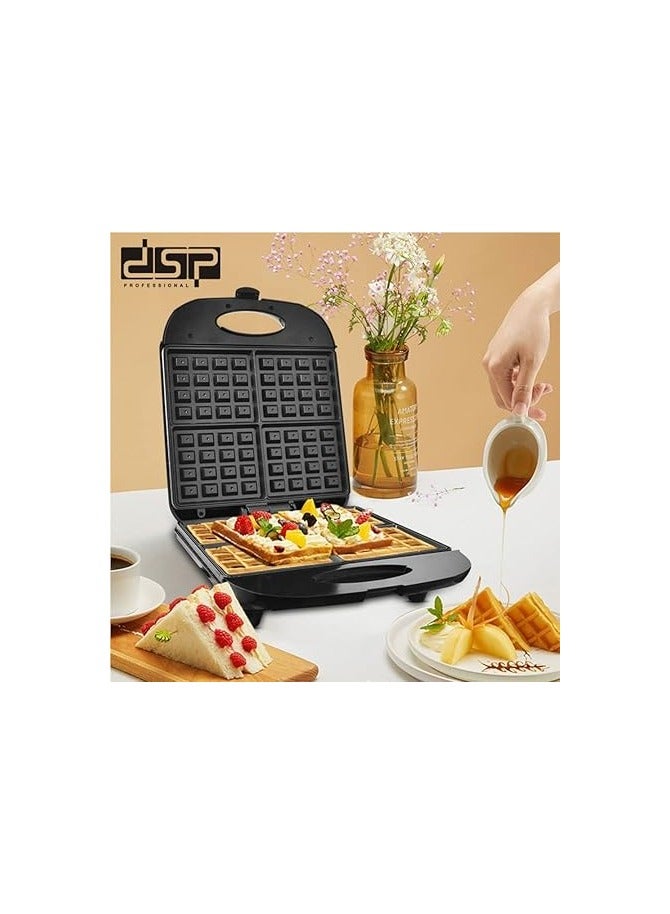 DSB DSP Berries Waffle Maker 1400W KC1160 Indicator Light Plastic Body Non-Stick Coating Overheat Protection Non-Slip Feet 1 Year Warranty _Black - Image 3