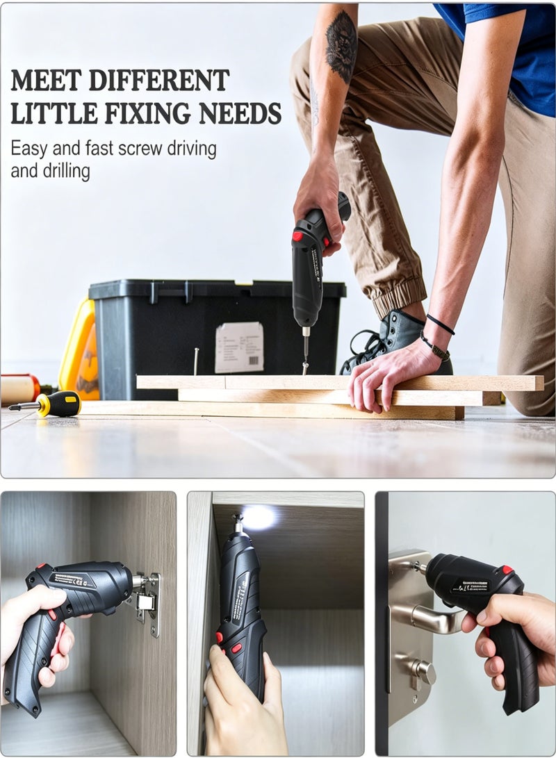 loven Cordless electric screwdriver set, includes 47 accessories, USB rechargeable, with LED light. - Image 5