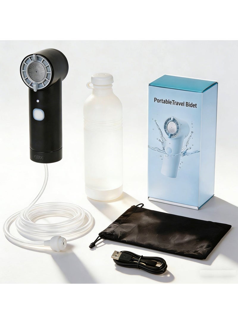 Electric Portable Bidet for Travel - 3 Adjustable Modes, Handheld Shattaf with 500ml Water Bottle & 1.5m Hose, Rechargeable Personal Cleaner for Wudu, Maternity, Elderly & Outdoor Use - Image 1