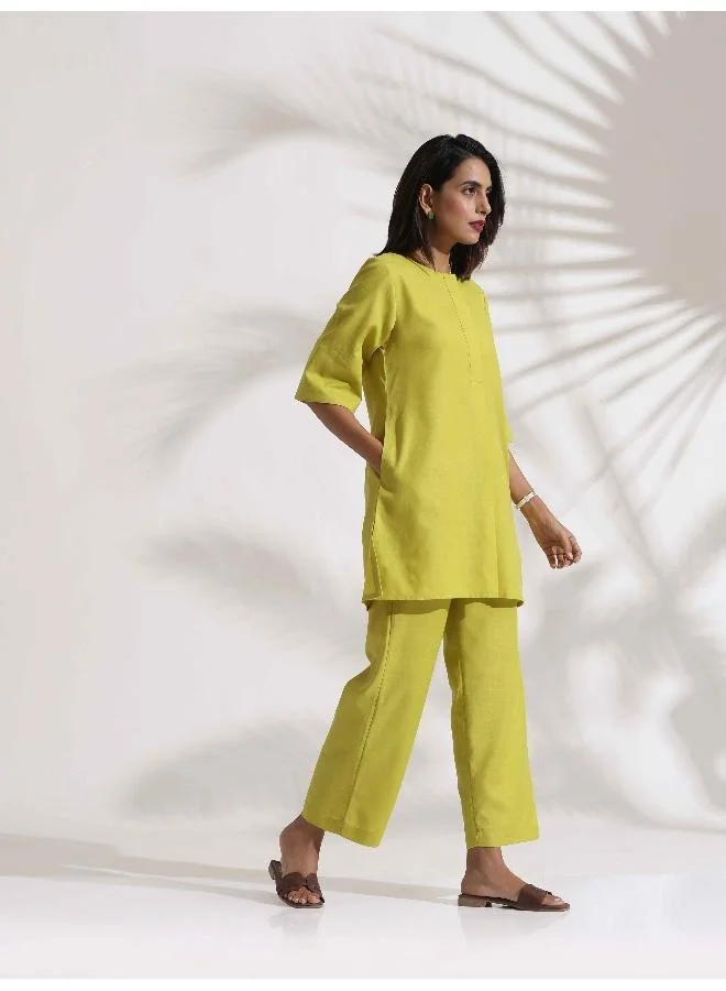 trueBrowns trueBrowns Lime Slub Co-ord Set