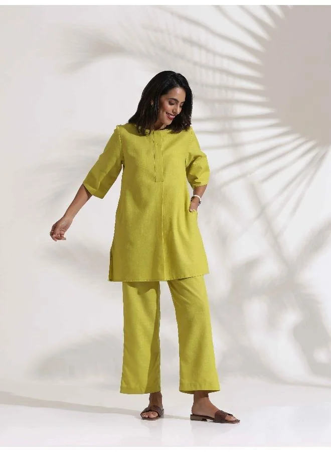 trueBrowns trueBrowns Lime Slub Co-ord Set
